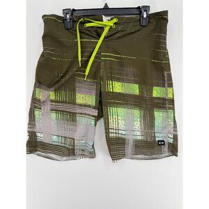Oakley Board Shorts Mens 32 12" Cross Hatch AOP Beach Swim Trunks